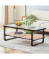 Фото #3 товара Rectangular Double Layer Black Wood Coffee Table with Chinese Style Side Table