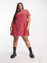 Wednesday's Girl Curve smudge spot mini smock dress in red