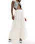 Фото #1 товара Pieces Festival tiered maxi skirt in white