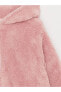 Фото #2 товара Kapüşonlu Basic Uzun Kollu Pelüş Kız Çocuk Fermuarlı Sweatshirt