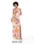 Фото #1 товара ASOS DESIGN Tall Exclusive cami cowl maxi dress with cold shoulder in burnout print