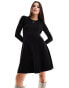 Фото #2 товара Y.A.S knitted fit and flare mini dress with lace cuff detail in black