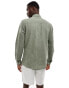 ONLY & SONS linen mix long sleeve shirt in sage sumpf, XS - фото #2