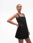 Topshop denim tailored pinafore dress in black rinse