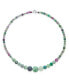 Bling Jewelry elegant Simple Classic Graduated Round Bead Ball Green Purple Blue Translucent Rainbow Fluorite Gemstone Strand Necklace Jewelry For Women 18 Inches