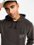 EA7 soft touch logo hoodie in dark brown