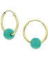 ფოტო #2 პროდუქტის Freshwater Pearl Huggie Hoop Earrings in 14k Gold, 0.65" (Also in Jade, Lapis Lazuli, Turquoise, Rose Quartz, & Onyx)