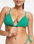 Фото #3 товара Free Society mix and match triangle bikini top in green crinkle