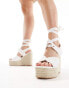 Фото #3 товара Public Desire Solstice heeled espadrille with woven straps in white