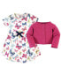 Фото #3 товара Baby Girls Baby Organic Cotton Dress and Cardigan 2pc Set, Bright Butterflies