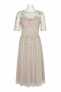Фото #2 товара Adrianna Papell Floral Beading Tea-Length Cocktail Dress Biscotti 10