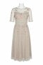 Adrianna Papell Floral Beading Tea-Length Cocktail Dress Biscotti 10