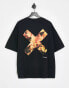 Фото #1 товара COLLUSION Unisex t-shirt with flame logo print in black