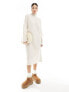 Фото #1 товара Selected Femme high neck knitted maxi dress in cream