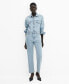 ფოტო #1 პროდუქტის Women's Buttons Detail Denim Jumpsuit