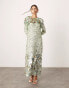 ASOS EDITION stacked multi sequin long sleeve column midaxi dress in green