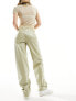 Фото #7 товара Noisy May wide leg faux leather trouser in light sage