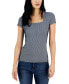 Фото #1 товара Women's Ribbed Square-Neck T-Shirt, Created for Macy's