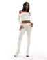 Фото #3 товара Simmi fine knit rib fold over leggings co-ord in cream