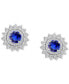 ფოტო #6 პროდუქტის Sapphire (5/8 ct. t.w.) & Diamond (1/5 ct. t.w.) Halo Stud Earrings in 14k White Gold (Also in Emerald)