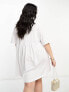 Фото #3 товара ASOS DESIGN Curve short sleeve seam detail mini smock dress in white