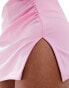 Bershka ruched side mini skort in baby pink