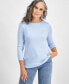 ფოტო #1 პროდუქტის Women's Pima Cotton 3/4-Sleeve Boat-Neck Top, Regular & Petite, Created for Macy's