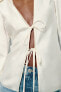 Фото #3 товара Атласная рубашка с завязками ZARA