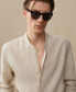 Men's Linen Mao Collar Shirt