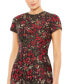 Фото #3 товара Women's Floral Brocade Cap Sleeve Fitted Dress