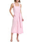 Vince Belted Square Neck Linen-Blend Midi Dress Women's Pink Xxs - фото #1