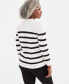 Women's Striped Cable-Knit Button-Shoulder Sweater, Created for Macy's