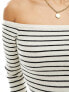 Bershka knitted bardot top in black and white stripe