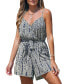 Women's Blue Paisley Sleeveless Wide Leg Romper