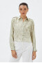 Kadın Yılan Derisi Desenli Düğmeli Uzun Kollu Gömlek 4WAK60152PW