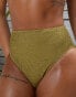 Фото #2 товара Wolf & Whistle x Malaika Terry – Exklusive Bikinihose in Khaki mit Knitteroptik und hohem Beinausschnitt