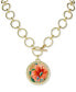 Фото #2 товара Patricia Nash gold-Tone Flower-Print Leather 21" Pendant Necklace