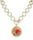 ფოტო #2 პროდუქტის Gold-Tone Flower-Print Leather 21" Pendant Necklace