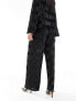 Фото #3 товара Y.A.S checkerboard plisse wide leg trouser co-ord in black