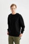 Boxy Fit Bisiklet Yaka Baskılı Sweatshirt C2207ax24sp