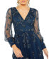 ფოტო #3 პროდუქტის Women's Mesh Long Sleeve V Neck Tiered A Line Gown