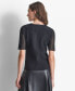 ფოტო #2 პროდუქტის Women's Ribbed Short-Sleeve Zip-Front Top