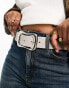 Фото #2 товара ASOS DESIGN suede wavy buckle waist and hip jeans belt