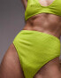 Фото #2 товара Topshop mix and match crinkle high waist high leg bikini bottoms in lime