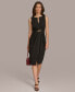 Фото #1 товара Donna Karan Women's Split-Neck Ruched Hardware-Trim Dress