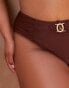 Moda Minx Curve X Bernadette Afia – Amour – Bikinihose in Kaffeebraun mit hohem Bund