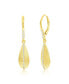 Фото #1 товара Gold Plated Over Sterling Silver Long Pear-Shaped Brushed CZ Earrings