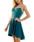 Фото #3 товара Juniors' Plunge-Neck Lace-Up Skater Dress