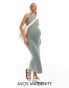 ASOS DESIGN Maternity knitted midaxi column dress in textured boucle yarn in khaki