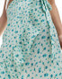 Фото #2 товара Vero Moda wrap front midi skirt in light blue floral